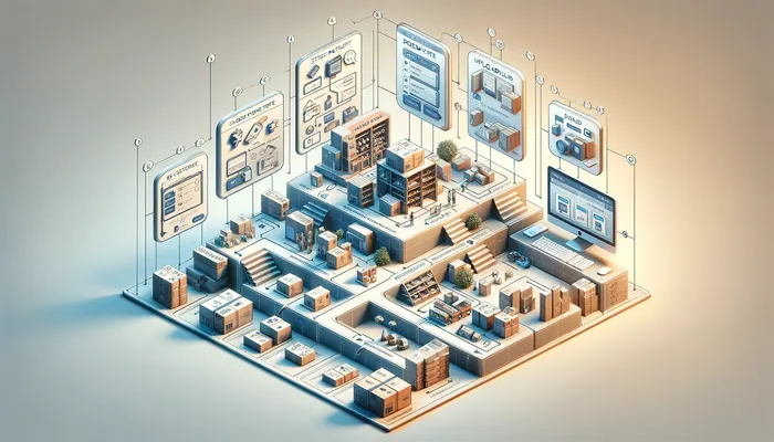 arquitetura de um e-commerce, representando como funciona o e-commerce passo a passo de aplicação e funcionalidades.