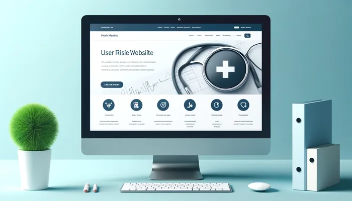 imagem de um computador mostrando um site médico, representandoUI / UX em sites médicos melhorando a experiência do usuário.