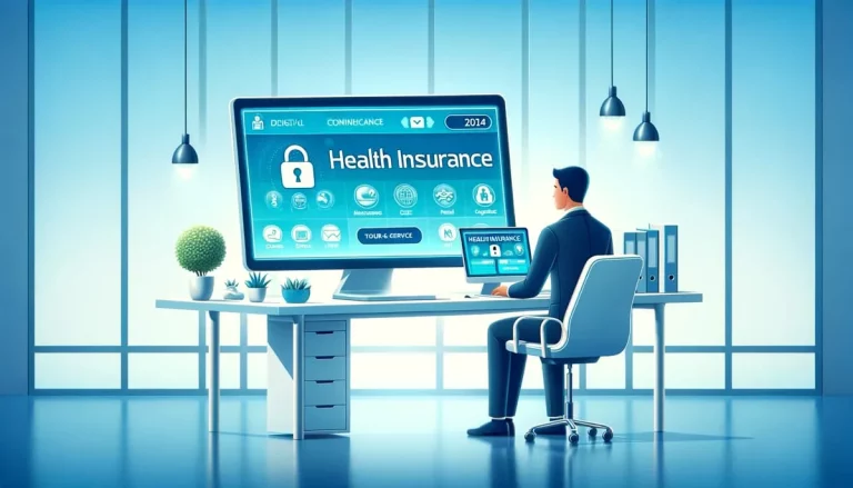 corretor de plano de saúde seguindo os passos principais, de frente a tela de computador de como vender planos de saúde pela internet.