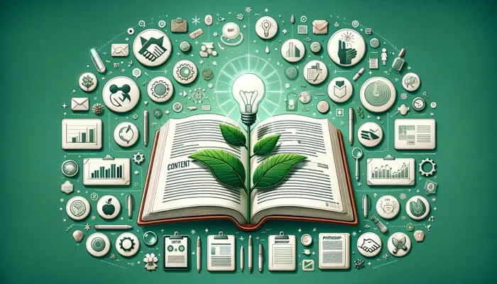 imagem de fundo verde, com uma planta e uma lâmpada, mostrando conteúdo de valor estratégia de marketing para planos de saúde.