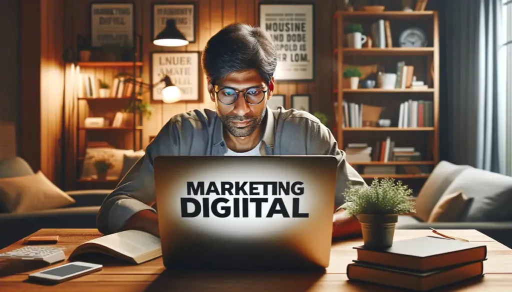 Homem pesquisando sobre Marketing Digital Para Pequenas Empresas.