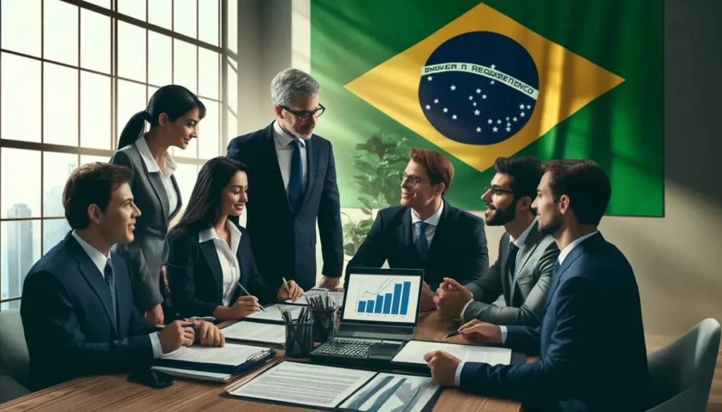 equipe de empreendedores discutindo sobre qual o custo para abrir uma corretora de seguros no Brasil.