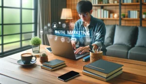 Homem vendo tendências de marketing digital