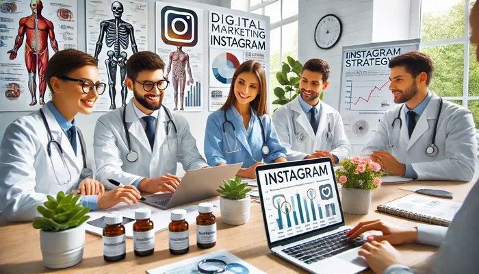 Equipe médica verificando como fazer marketing méedico no Instagram.