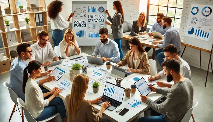 equipe verificando métodos de precificação de serviços.