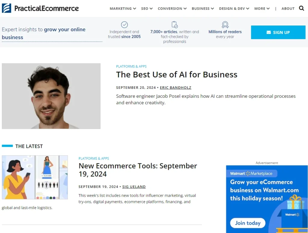 pratical ecommerce blog, tela inicial.