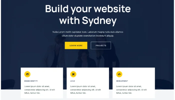 Exemplo Sydney tema wordpress.