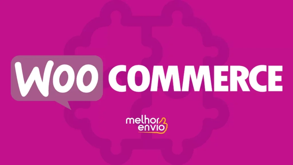 WooCommerce com melhor envio, fundo rosa, representando como configurar o melhor envio no WooCommerce.